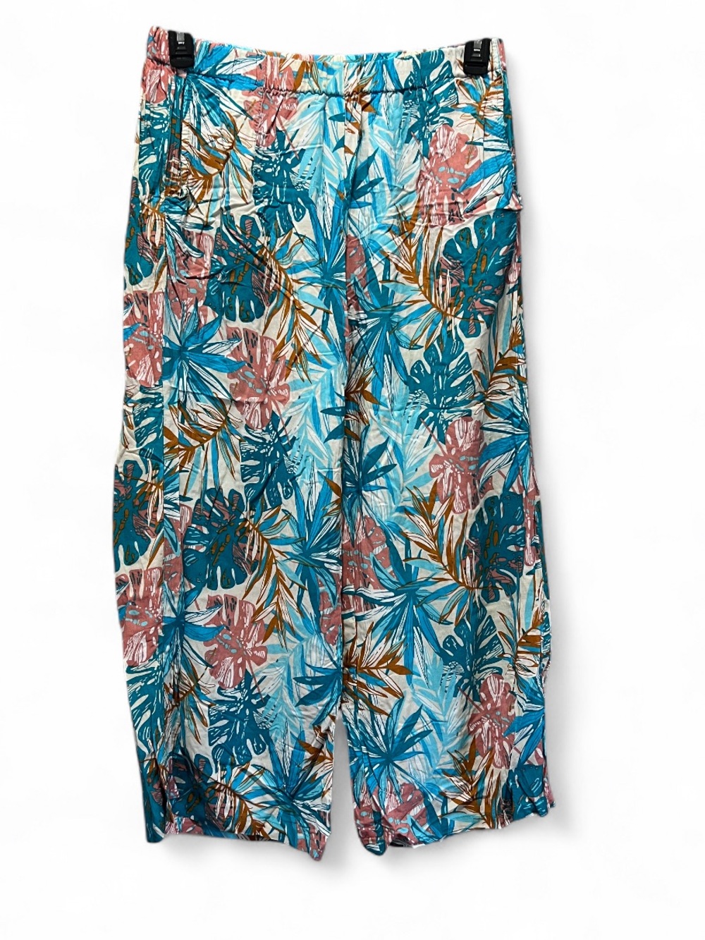 Makai Beach Hawaii Tropical Leaf Print Wide Leg Pants - XL